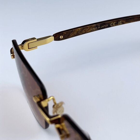 NEW Gucci GG1221S 004 Gold Yellow Red Mirrored Square Unisex Sunglasses main image 4